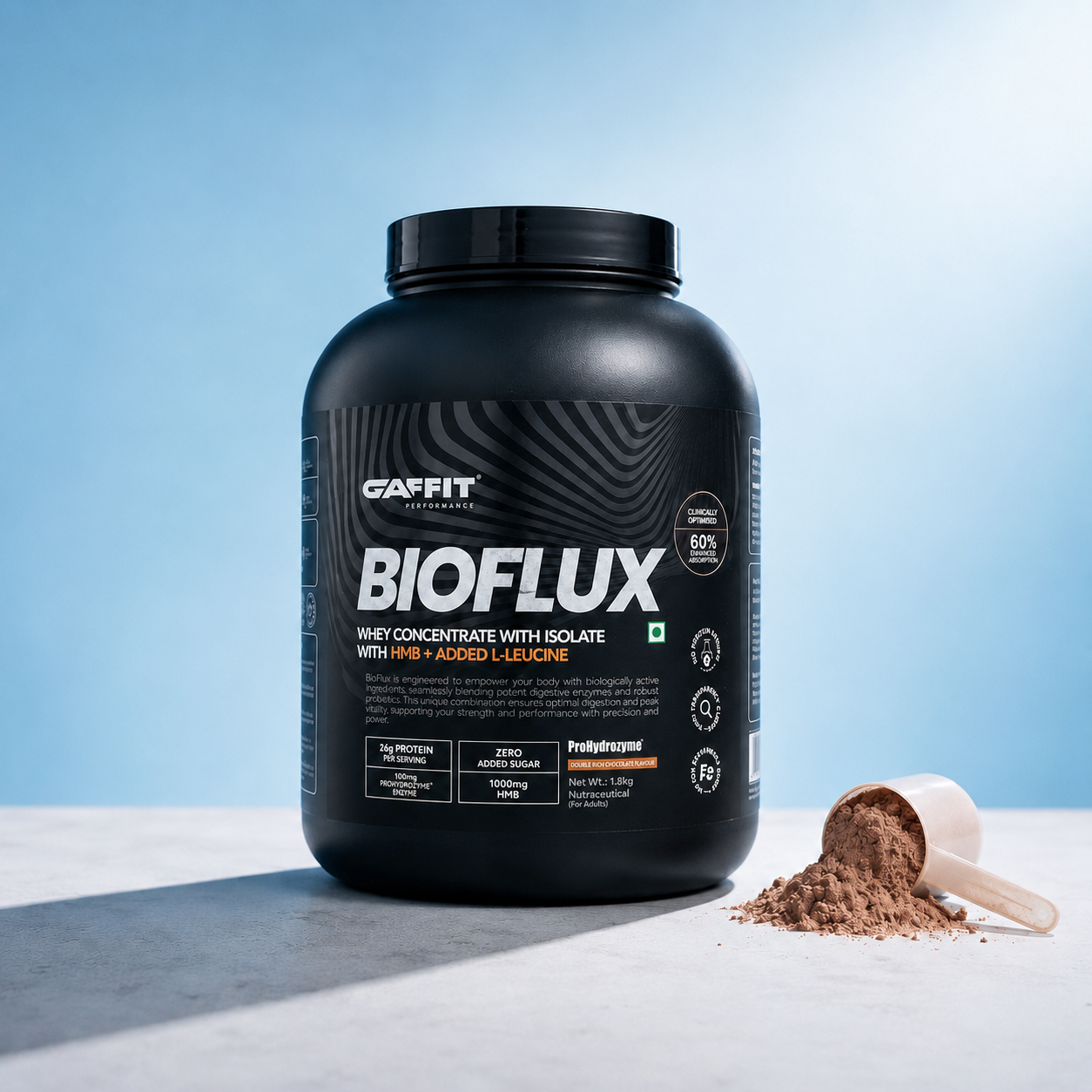 GAFFIT BIOFLUX  Whey Protein with HMB, Added L-Leucine & ProHydrozyme   GAFFIT PERFORMANCE