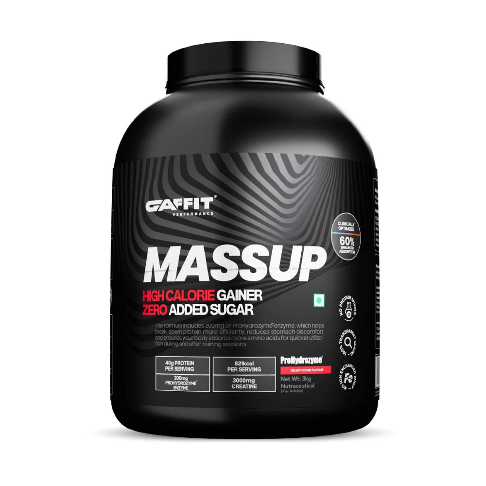 MASSUP High-Calorie Mass Gainer with 821 kcal, 40g Protein & ProHydrozyme®