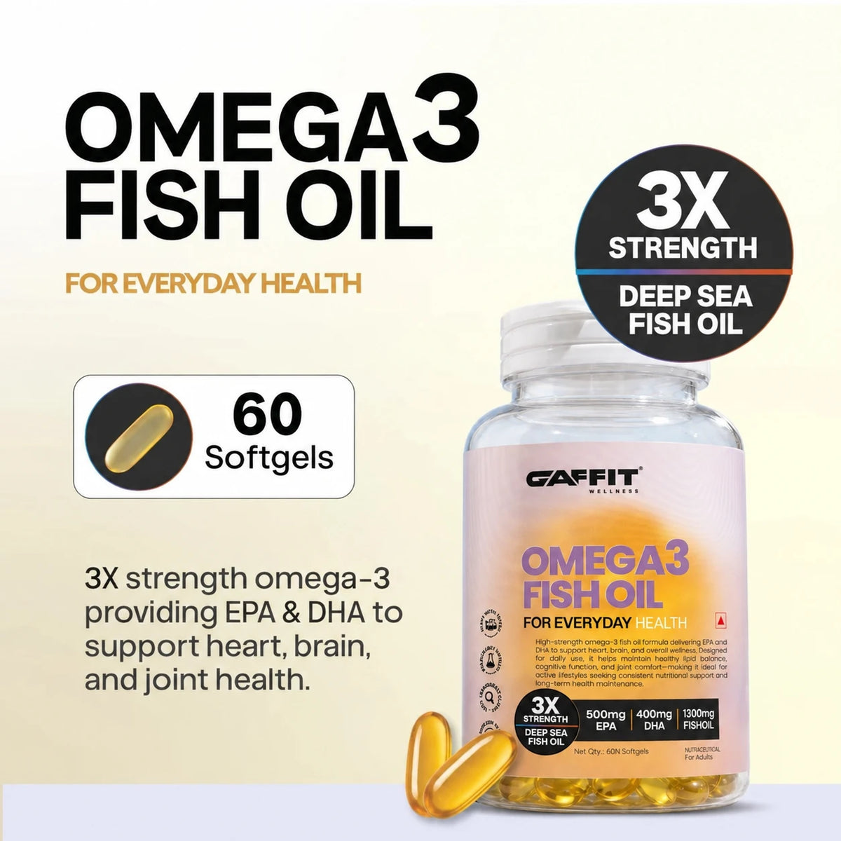 GAFFIT Omega-3 Fish Oil – High-Strength EPA & DHA for Heart, Brain & Joint Health