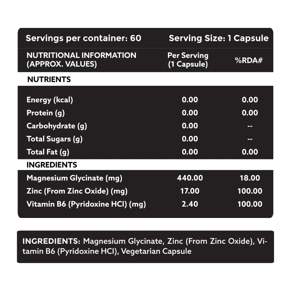 Gaffit_ZMA_Nutritional_Information