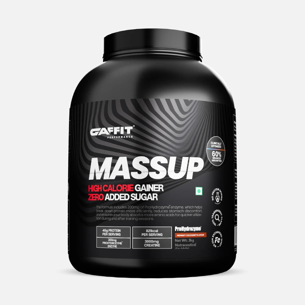 MASSUP High-Calorie Mass Gainer with 821 kcal, 40g Protein & ProHydrozyme®