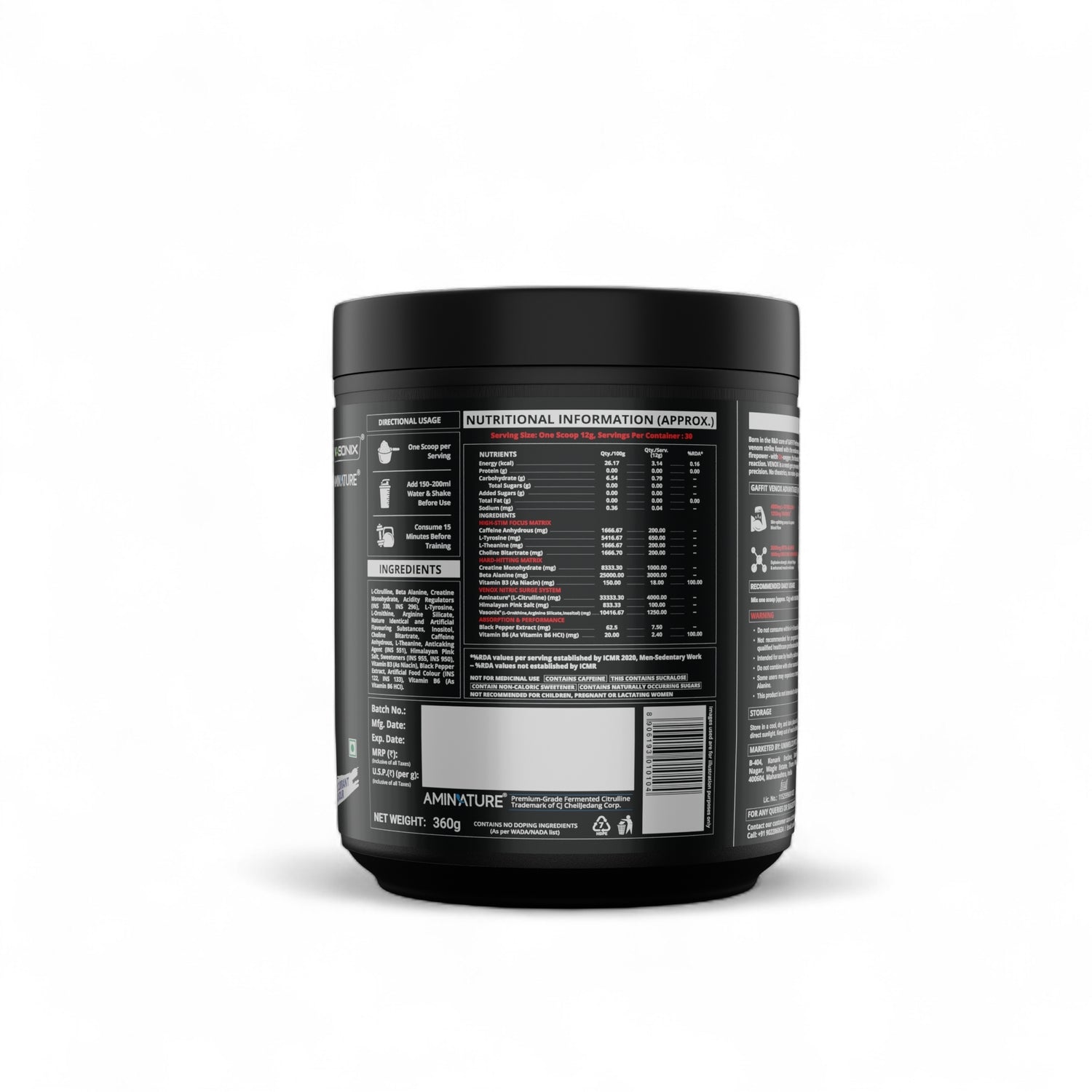 Venox Pre-Workout with Aminature® L-Citrulline & Vasonix®