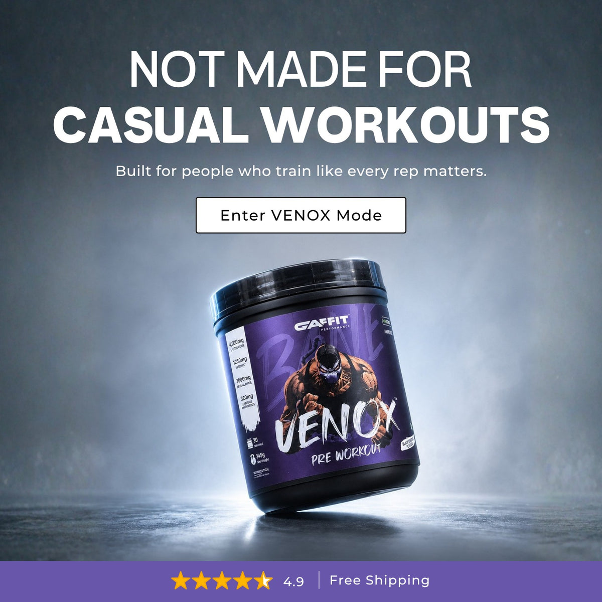 GAFFIT-VENOX PRE-WORKOUT-BLACK CURRANT-360GM